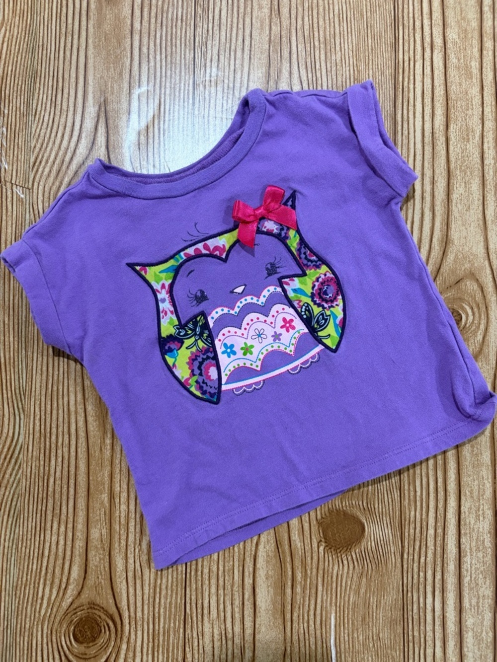 4/$20 Place Girls' Purple Short-Sleeve Graphic Tee with Owl Applique Cotton